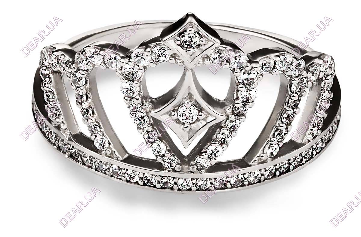 Крупное женское кольцо корона из серебра 925 пробы, артикул 2495.1