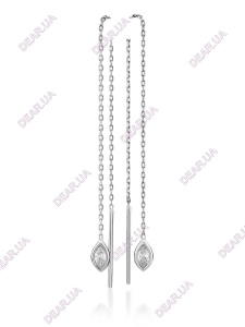 Женские серьги в форме капли протяжки из серебра 925 пробы, артикул 3466.1