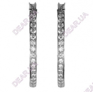 Крупные женские серьги кольца дорожки из серебра 925 пробы, артикул 3030.1