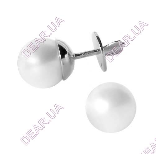 Жiночi сережки з перлами гвiздки із срібла 925 проби, артикул 3021.1