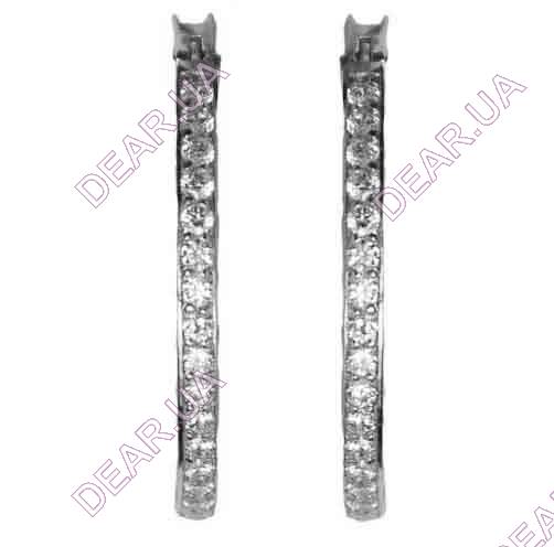 Крупные женские серьги кольца дорожки из серебра 925 пробы, артикул 3030.1
