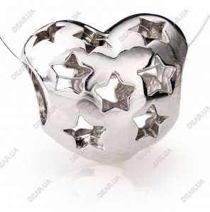 Шарм серце намістинка із срібла 925 проби, артикул 4131