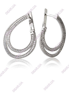Крупные овальные круглые женские серьги из серебра 925 пробы, артикул 3435.1