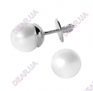 Жiночi сережки з перлами гвiздки із срібла 925 проби, артикул 3021.1