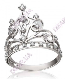 Крупное женское кольцо корона из серебра 925 пробы, артикул 2496.1