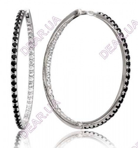 Крупные женские серьги кольца дорожки из серебра 925 пробы, артикул 3029.2
