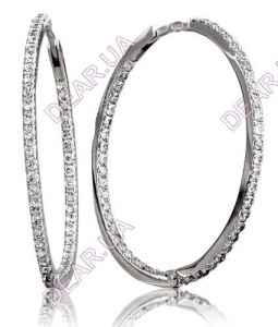 Крупные женские серьги кольца дорожки из серебра 925 пробы, артикул 3029.1